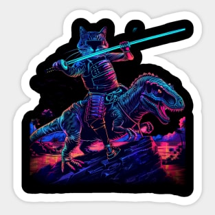 Cat Dinosaur Hunter Sticker